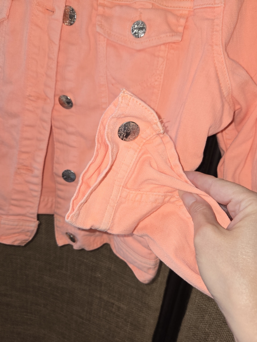 Celebrity Pink Original Denim Neon Orange Jean Jacket Size Large - Picture 2 of 10
